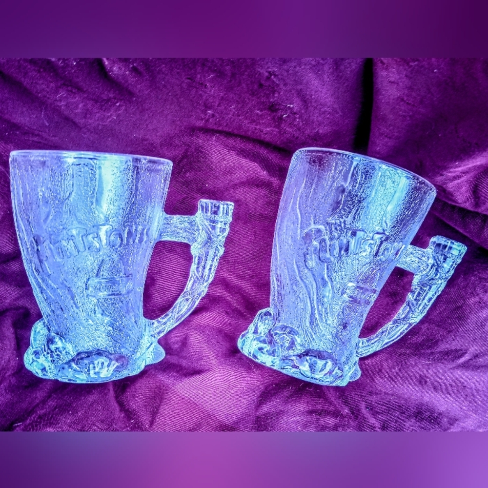 Vintage McDonald's Flintstones 1993 glass set of 2